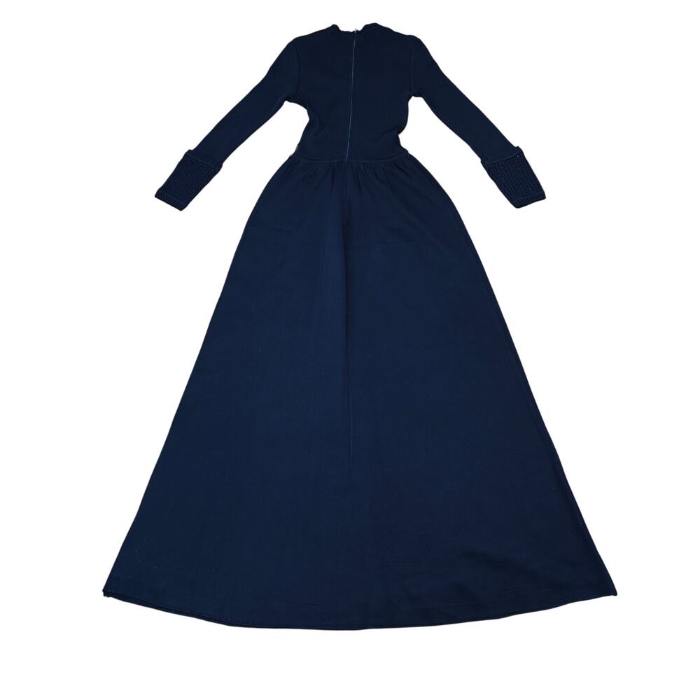 Vtg Angela Lanza for Jonathan Phillips Navy Long Sleeve Knit Dress Womens